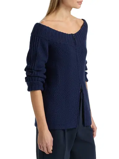 The Elder Statesman Women's Rosie Cashmere Off-the-Shoulder Cardigan - Twilight | Thumbnail 4 The Elder Statesman Women's Rosie Cashmere Off-the-Shoulder Cardigan - Twilight | Thumbnail 4