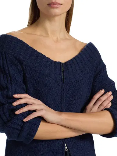The Elder Statesman Women's Rosie Cashmere Off-the-Shoulder Cardigan - Twilight | Thumbnail 6 The Elder Statesman Women's Rosie Cashmere Off-the-Shoulder Cardigan - Twilight | Thumbnail 6