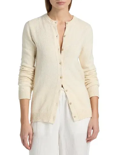 The Elder Statesman Women's Nora Lite Ruth Cotton Cardigan - Natural | Thumbnail 3 The Elder Statesman Women's Nora Lite Ruth Cotton Cardigan - Natural | Thumbnail 3