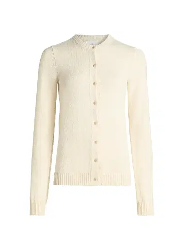 The Elder Statesman Women's Nora Lite Ruth Cotton Cardigan - Natural | Thumbnail 1 The Elder Statesman Women's Nora Lite Ruth Cotton Cardigan - Natural | Thumbnail 1