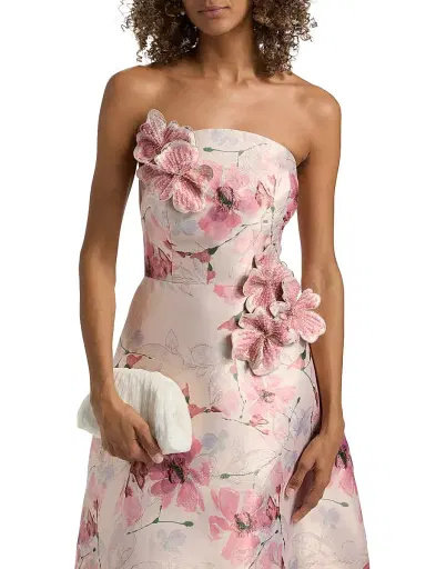 Teri Jon by Rickie Freeman Women's Gazar Strapless 3D Flower Cocktail Dress | Thumbnail 6 Teri Jon by Rickie Freeman Women's Gazar Strapless 3D Flower Cocktail Dress | Thumbnail 6