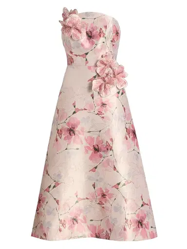 Teri Jon by Rickie Freeman Women's Gazar Strapless 3D Flower Cocktail Dress | Thumbnail 1 Teri Jon by Rickie Freeman Women's Gazar Strapless 3D Flower Cocktail Dress | Thumbnail 1