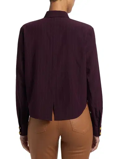 L'AGENCE Women's Cosette Pinstriped Button-Front Shirt - Dark Malbec Pinstripe | Thumbnail 5 L'AGENCE Women's Cosette Pinstriped Button-Front Shirt - Dark Malbec Pinstripe | Thumbnail 5