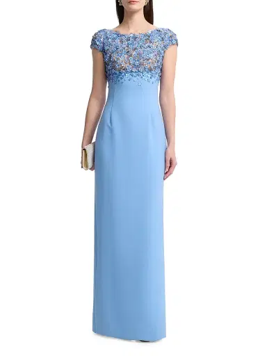 Oscar de la Renta Women's Crystal-Embellished Hydrangea Column Gown - Hydrangea | Thumbnail 2 Oscar de la Renta Women's Crystal-Embellished Hydrangea Column Gown - Hydrangea | Thumbnail 2