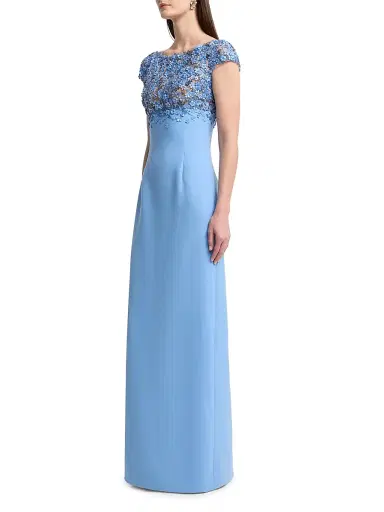 Oscar de la Renta Women's Crystal-Embellished Hydrangea Column Gown - Hydrangea | Thumbnail 4 Oscar de la Renta Women's Crystal-Embellished Hydrangea Column Gown - Hydrangea | Thumbnail 4