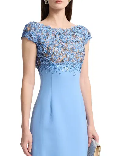 Oscar de la Renta Women's Crystal-Embellished Hydrangea Column Gown - Hydrangea | Thumbnail 6 Oscar de la Renta Women's Crystal-Embellished Hydrangea Column Gown - Hydrangea | Thumbnail 6