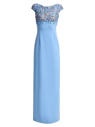 Oscar de la Renta Women's Crystal-Embellished Hydrangea Column Gown - Hydrangea | Thumbnail 1 Oscar de la Renta Women's Crystal-Embellished Hydrangea Column Gown - Hydrangea | Thumbnail 1