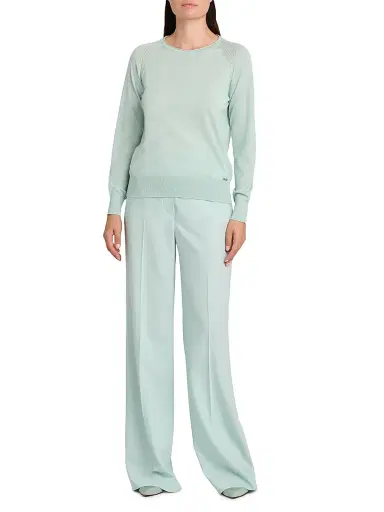 Kiton Women's Crewneck Cashmere-Silk Sweater - Water Green | Thumbnail 2 Kiton Women's Crewneck Cashmere-Silk Sweater - Water Green | Thumbnail 2