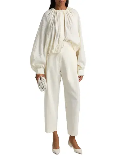 Co Women's Gathered Blouson Shirt - Milk | Thumbnail 2 Co Women's Gathered Blouson Shirt - Milk | Thumbnail 2