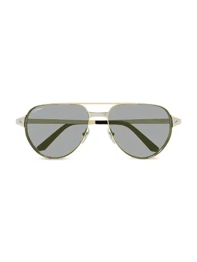 Cartier Men's Santos Evolution 59MM 24K-Gold-Plated & Platinum-Plated Metal Pilot Sunglasses - Gold Grey | Thumbnail 3 Cartier Men's Santos Evolution 59MM 24K-Gold-Plated & Platinum-Plated Metal Pilot Sunglasses - Gold Grey | Thumbnail 3