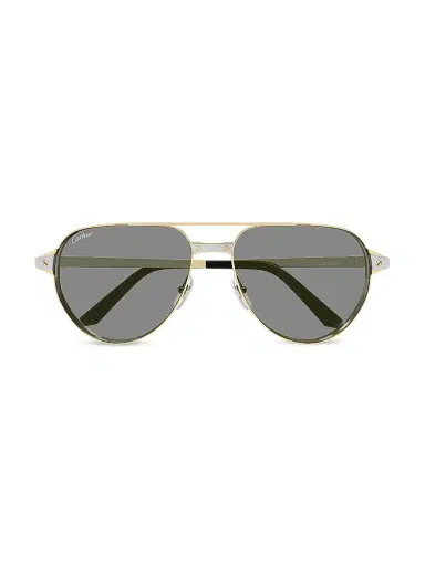 Cartier Men's Santos Evolution 59MM 24K-Gold-Plated & Platinum-Plated Metal Pilot Sunglasses - Gold Grey | Thumbnail 4 Cartier Men's Santos Evolution 59MM 24K-Gold-Plated & Platinum-Plated Metal Pilot Sunglasses - Gold Grey | Thumbnail 4