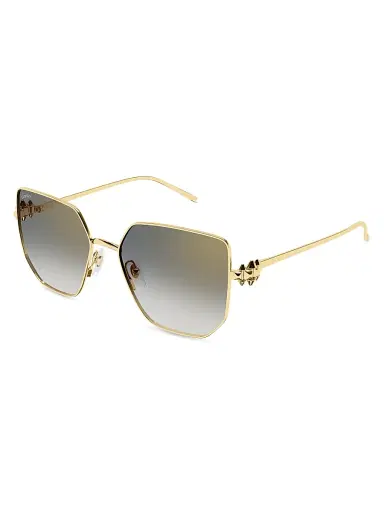 Cartier Women's Clash De 56MM 24K-Gold-Plated Geometric Sunglasses - Gold Grey | Thumbnail 1 Cartier Women's Clash De 56MM 24K-Gold-Plated Geometric Sunglasses - Gold Grey | Thumbnail 1