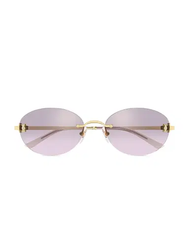Cartier Women's Double C 54MM 24K-Gold-Plated Oval Sunglasses - Gold Lilac | Thumbnail 2 Cartier Women's Double C 54MM 24K-Gold-Plated Oval Sunglasses - Gold Lilac | Thumbnail 2