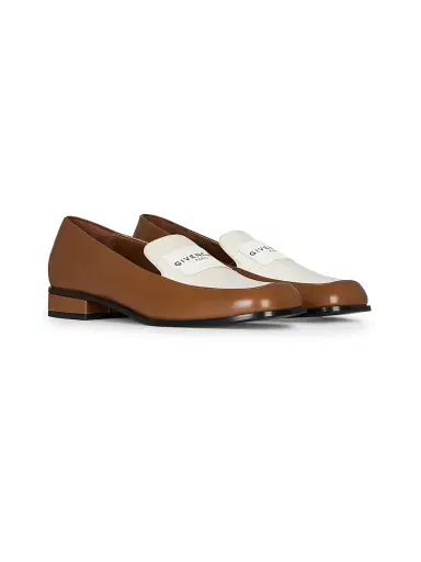 Givenchy Women's Tux Bicolor Loafers in Leather - Brown Beige | Thumbnail 2 Givenchy Women's Tux Bicolor Loafers in Leather - Brown Beige | Thumbnail 2
