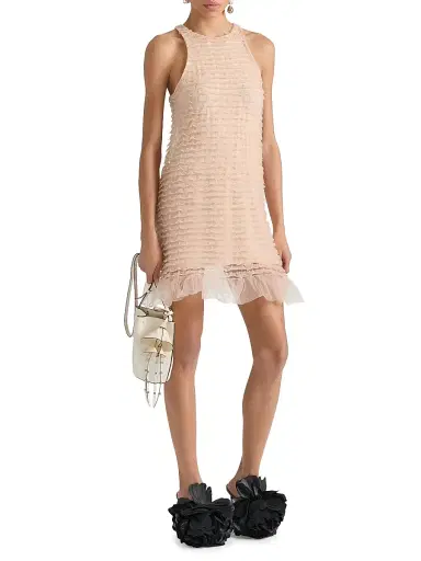 Givenchy Women's Mini Dress with Nylon Frills - Light Peach | Thumbnail 2 Givenchy Women's Mini Dress with Nylon Frills - Light Peach | Thumbnail 2