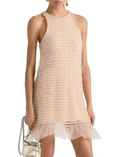 Givenchy Women's Mini Dress with Nylon Frills - Light Peach | Thumbnail 3 Givenchy Women's Mini Dress with Nylon Frills - Light Peach | Thumbnail 3