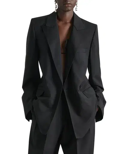 Givenchy Women's Double-Breasted Cocoon Blazer in Wool and Mohair | Thumbnail 3 Givenchy Women's Double-Breasted Cocoon Blazer in Wool and Mohair | Thumbnail 3