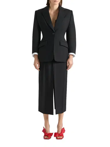 Givenchy Women's Single-Breasted Cocoon Blazer in Wool and Mohair - Black - Size 12 | Thumbnail 2 Givenchy Women's Single-Breasted Cocoon Blazer in Wool and Mohair - Black - Size 12 | Thumbnail 2