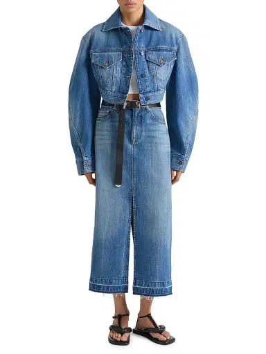 Givenchy Women's Cropped Opened Back Jacket in Denim - Medium Blue | Thumbnail 2 Givenchy Women's Cropped Opened Back Jacket in Denim - Medium Blue | Thumbnail 2