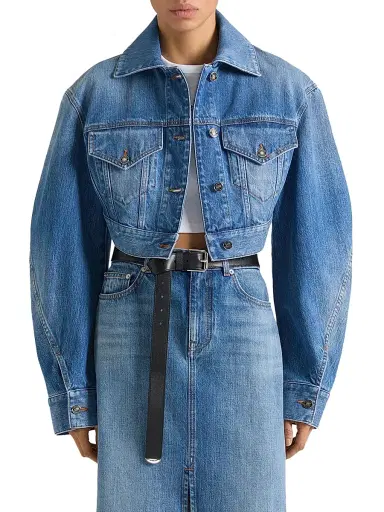 Givenchy Women's Cropped Opened Back Jacket in Denim - Medium Blue | Thumbnail 3 Givenchy Women's Cropped Opened Back Jacket in Denim - Medium Blue | Thumbnail 3