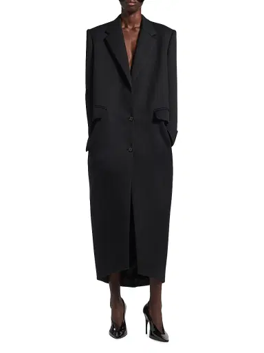 Balenciaga Women's Long Sack Coat - Black | Thumbnail 2 Balenciaga Women's Long Sack Coat - Black | Thumbnail 2