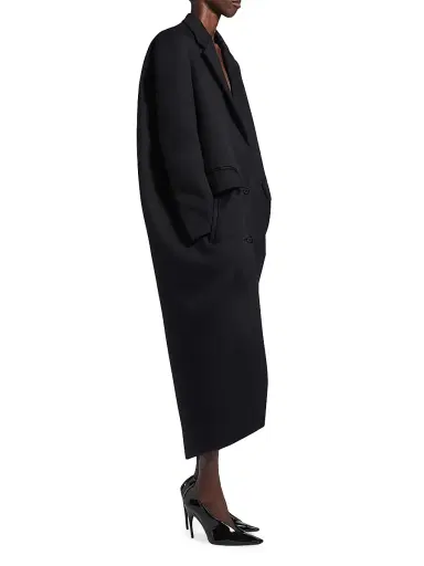 Balenciaga Women's Long Sack Coat - Black | Thumbnail 3 Balenciaga Women's Long Sack Coat - Black | Thumbnail 3
