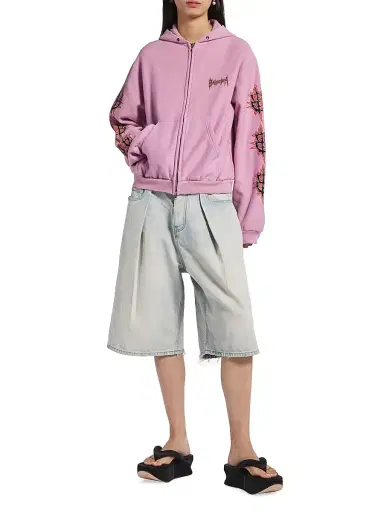 Balenciaga Women's Sacré Cur Zip-Up Hoodie Medium Fit - Old Pink - Size XS | Thumbnail 6 Balenciaga Women's Sacré Cur Zip-Up Hoodie Medium Fit - Old Pink - Size XS | Thumbnail 6