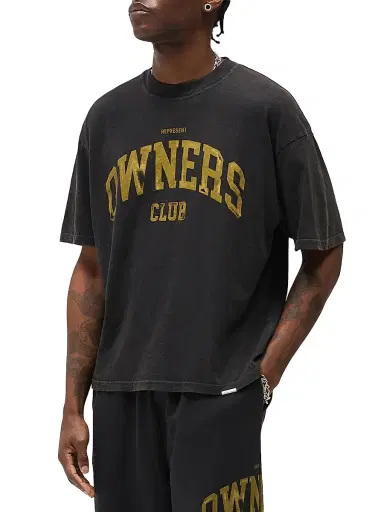 Represent Men's Owners Cotton Crewneck Crop T-Shirt - Faded Black - Size XXL | Thumbnail 4 Represent Men's Owners Cotton Crewneck Crop T-Shirt - Faded Black - Size XXL | Thumbnail 4