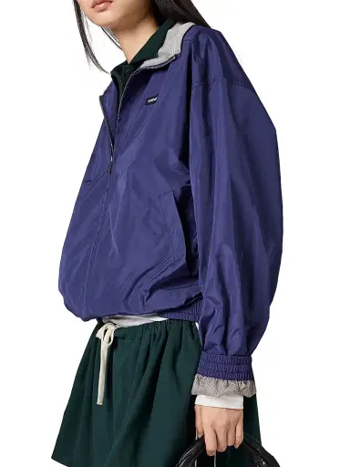 Miu Miu Women's Technical Poplin Blouson Jacket - Blue | Thumbnail 3 Miu Miu Women's Technical Poplin Blouson Jacket - Blue | Thumbnail 3
