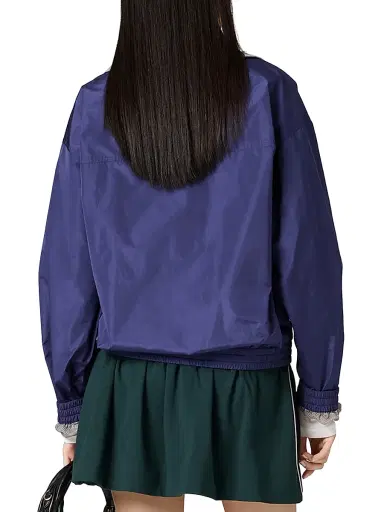 Miu Miu Women's Technical Poplin Blouson Jacket - Blue | Thumbnail 4 Miu Miu Women's Technical Poplin Blouson Jacket - Blue | Thumbnail 4