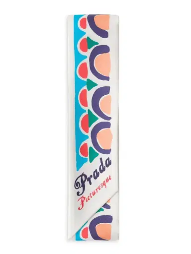 Prada Women's Printed Silk Twill Skinny Scarf | Thumbnail 1 Prada Women's Printed Silk Twill Skinny Scarf | Thumbnail 1
