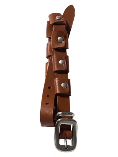 Miu Miu Women's Leather Bracelet with Buckle - Brown | Thumbnail 2 Miu Miu Women's Leather Bracelet with Buckle - Brown | Thumbnail 2