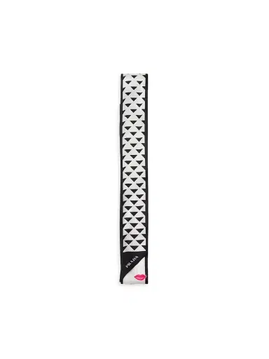 Prada Women's Printed Silk Twill Skinny Scarf - Black | Thumbnail 1 Prada Women's Printed Silk Twill Skinny Scarf - Black | Thumbnail 1