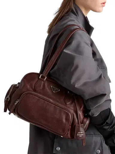 Prada Women's Leather Top Handle Bag - Brown | Thumbnail 3 Prada Women's Leather Top Handle Bag - Brown | Thumbnail 3