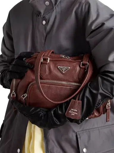 Prada Women's Leather Top Handle Bag - Brown | Thumbnail 4 Prada Women's Leather Top Handle Bag - Brown | Thumbnail 4