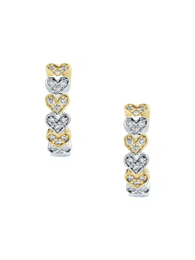 Sydney Evan Women's 14K Two-Tone Gold & Diamond Heart Huggie Hoop Earrings - Diamond | Thumbnail 2 Sydney Evan Women's 14K Two-Tone Gold & Diamond Heart Huggie Hoop Earrings - Diamond | Thumbnail 2