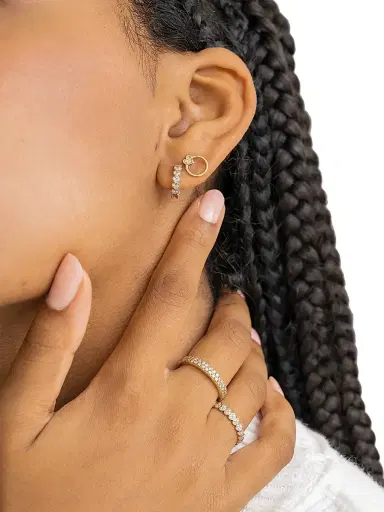 Sydney Evan Women's 14K Two-Tone Gold & Diamond Heart Huggie Hoop Earrings - Diamond | Thumbnail 3 Sydney Evan Women's 14K Two-Tone Gold & Diamond Heart Huggie Hoop Earrings - Diamond | Thumbnail 3