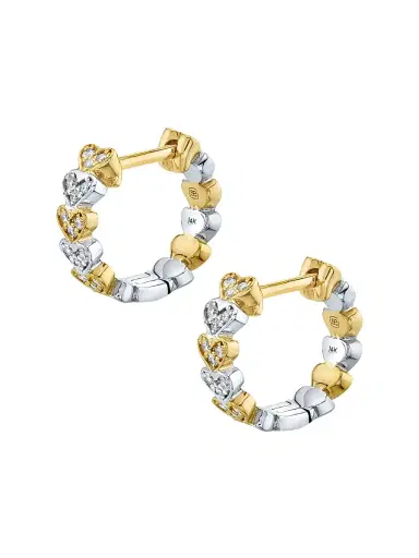 Sydney Evan Women's 14K Two-Tone Gold & Diamond Heart Huggie Hoop Earrings - Diamond | Thumbnail 1 Sydney Evan Women's 14K Two-Tone Gold & Diamond Heart Huggie Hoop Earrings - Diamond | Thumbnail 1