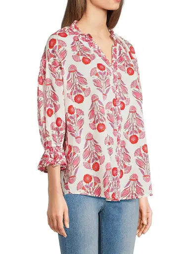 Ro's Garden Women's Rachel Cotton Shirt - Layla Pink - Size Medium | Thumbnail 4 Ro's Garden Women's Rachel Cotton Shirt - Layla Pink - Size Medium | Thumbnail 4