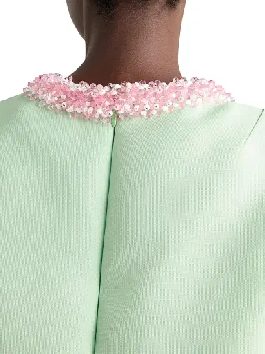 Prada Women's Embroidered Slubbed Gazar Dress | Thumbnail 5 Prada Women's Embroidered Slubbed Gazar Dress | Thumbnail 5