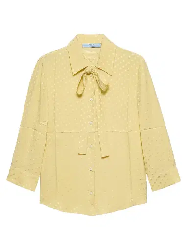 Prada Women's Polka-Dot Satin Shirt - Yellow - Size 4 | Thumbnail 1 Prada Women's Polka-Dot Satin Shirt - Yellow - Size 4 | Thumbnail 1