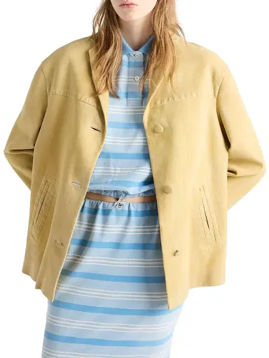 Prada Women's Suede Caban Jacket - Yellow - Size 6 | Thumbnail 2 Prada Women's Suede Caban Jacket - Yellow - Size 6 | Thumbnail 2