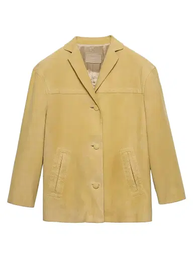 Prada Women's Suede Caban Jacket - Yellow - Size 6 | Thumbnail 1 Prada Women's Suede Caban Jacket - Yellow - Size 6 | Thumbnail 1