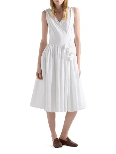 Prada Women's Cotton Poplin Dress - White - Size 12 | Thumbnail 2 Prada Women's Cotton Poplin Dress - White - Size 12 | Thumbnail 2