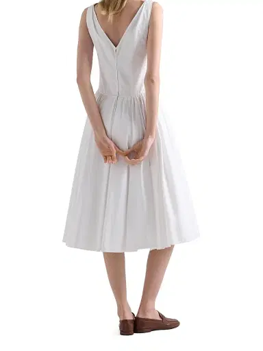 Prada Women's Cotton Poplin Dress - White - Size 12 | Thumbnail 3 Prada Women's Cotton Poplin Dress - White - Size 12 | Thumbnail 3