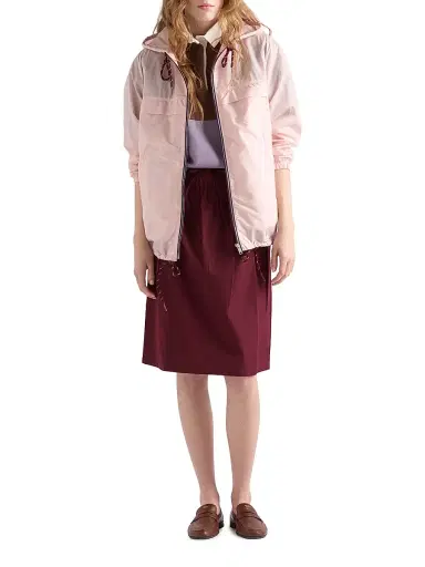Prada Women's Lightweight Nylon Hooded Raincoat - Pink | Thumbnail 6 Prada Women's Lightweight Nylon Hooded Raincoat - Pink | Thumbnail 6