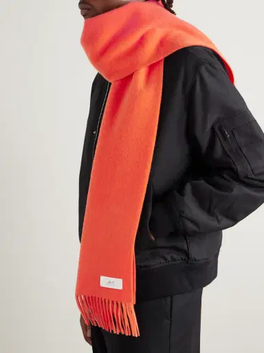 MR P. Logo-Appliquéd Fringed Cashmere Scarf - Men | Thumbnail 2 MR P. Logo-Appliquéd Fringed Cashmere Scarf - Men | Thumbnail 2