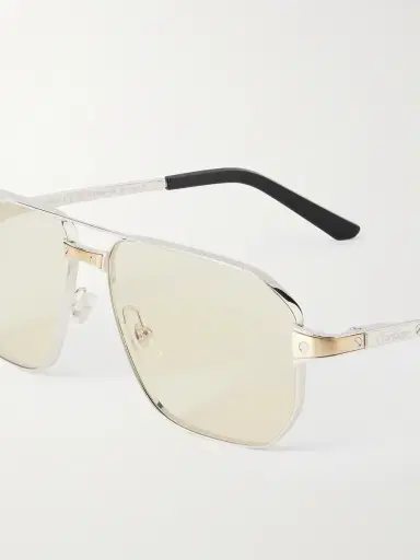 Cartier Eyewear Santos Aviator-Style Silver-Tone Sunglasses - Men | Thumbnail 3 Cartier Eyewear Santos Aviator-Style Silver-Tone Sunglasses - Men | Thumbnail 3