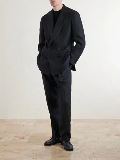 Saman Amel Linen Double-Breasted Suit Jacket - Men | Thumbnail 2 Saman Amel Linen Double-Breasted Suit Jacket - Men | Thumbnail 2