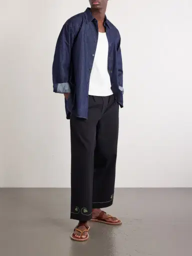 BODE Lucky Draw Straight-Leg Pleated Embroidered Cotton-Twill Trousers - Men | Thumbnail 2 BODE Lucky Draw Straight-Leg Pleated Embroidered Cotton-Twill Trousers - Men | Thumbnail 2